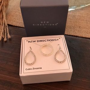 New Directions Cubic Zirconia Necklace and Earring Set.